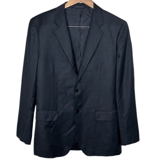 Theory Black Pinstripe 2 Button Wool Blazer Men Size 40 BLEMISH - Picture 1 of 6